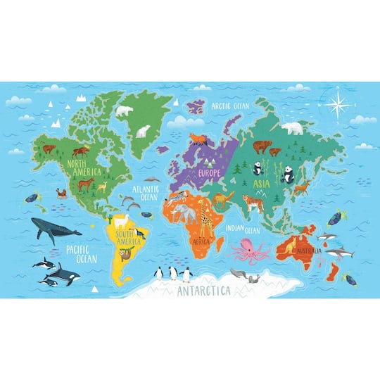 RoomMates World Map Mural Peel &#x26; Stick Wallpaper